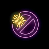 Neon sign showing stop sign crossing over a mosquito representing mosquito repellent products vector