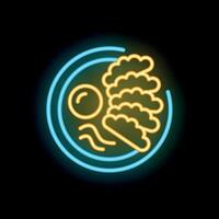 Neon sign showing plate with fried chicken and mashed potatoes vector