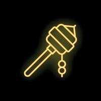 Yellow neon sign depicting a buddhist vajra ritual object on black background vector