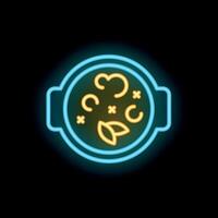 Neon sign of a steaming hot bowl of delicious soup vector