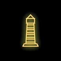 Neon sign of a lighthouse tower shining in the dark vector