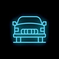 Neon light glowing car icon on dark background vector