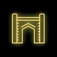 Glowing neon line pull up bar icon isolated on black background. illustration vector