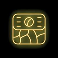 Yellow neon icon of a soil testing device for smart farming vector