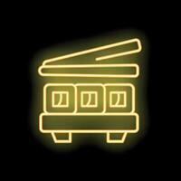 Glowing neon icon of a sandwich maker on a black background vector