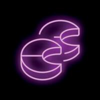 Neon style icon of two pie charts representing market share vector