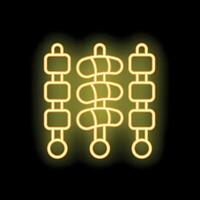 Neon sign of skewers glowing on a black background vector