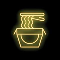 Neon sign of steaming hot wok with chopsticks vector