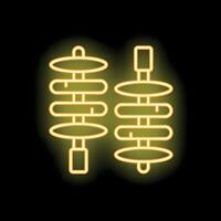 Neon sign of skewers glowing on black background vector