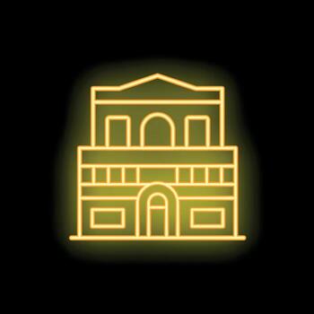 Glowing neon icon of a majestic building on a black background vector