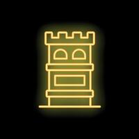 Glowing neon icon of a medieval castle tower on a black background vector