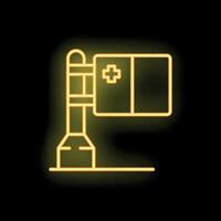 Glowing neon line icon of the flag of switzerland waving on a flagpole vector
