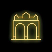 Glowing neon line brandenburg gate icon isolated on black background vector