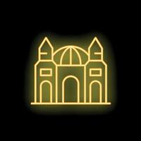 Neon sign illustrating a building with towers and a dome vector