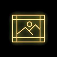 Neon sign of a simple landscape photograph with mountains and the sun vector
