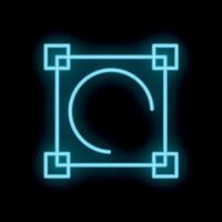 Neon circle and square frame glowing on a black background vector