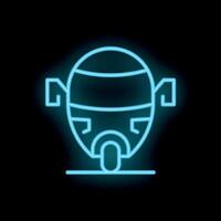 Neon style icon of a self driving bus on black background vector