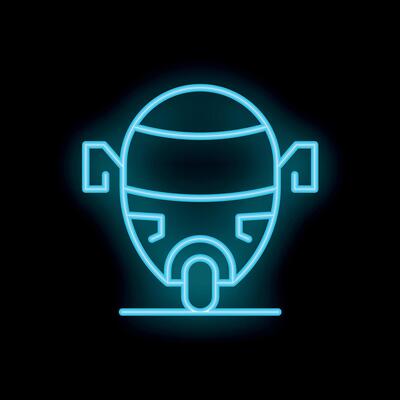 Neon style icon of a self driving bus on black background