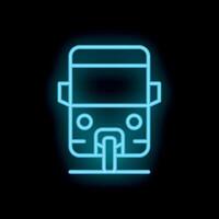 Blue neon sign of a public transport bus on a black background vector