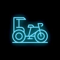 Neon sign of a velotaxi standing on a dark background vector