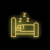 This neon yellow icon on a black background is a great concept for sleep, rest, and relaxation vector