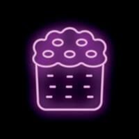 Glowing neon icon of easter cake with glaze on black background vector