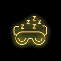 Neon sleeping mask shining in the dark representing sleep time vector