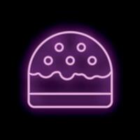 Neon purple easter cake sign with icing and sprinkles on black background vector