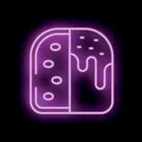 Neon sign showing a delicious ice cream sandwich on a black background vector