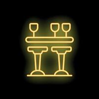 Neon sign depicting bar counter with stools and drinks vector