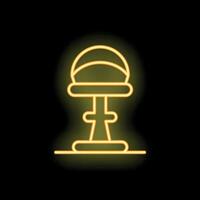 Neon sign showing mushroom cloud from nuclear explosion vector