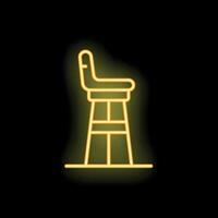 Glowing neon icon of bar stool on black background vector