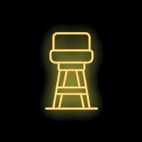 Glowing neon icon of a bar stool on black background vector