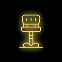 Glowing neon icon of a bar stool on black background vector