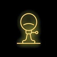 Neon sign representing a vintage barber chair in yellow on a black background vector