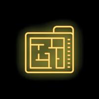 Neon icon of floor plan project showing rooms and walls vector