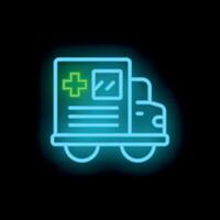 Neon ambulance sign glowing in the dark vector