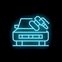 Neon sign of polishing machine buffing car body in garage vector