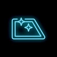 Neon icon of clean and shiny car windshield on black background vector