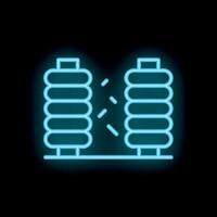 Neon icon of broken spring representing mechanical stress and failure vector