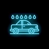 Neon sign of car getting washed with water drops vector