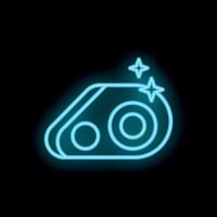 Blue neon icon of a cleaning sponge shining on black background vector