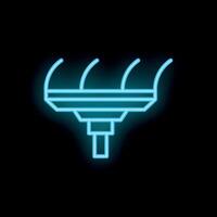 Neon icon of a cultivator tilling soil for agriculture vector