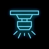 Blue neon icon of a smoke detector flashing on a black background vector