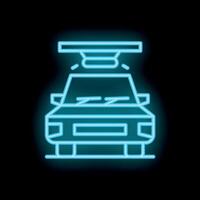 Neon car wash sign with shining lights on black background vector