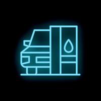 Blue neon sign of car refueling at gas station vector