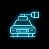 Neon icon of police car driving with siren flashing vector