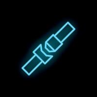 Blue neon icon of a seat belt fastened representing safety first vector
