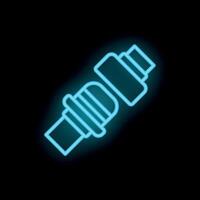 Blue neon icon of seat belt fastened on black background vector