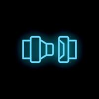 Neon blue icon of sound on and off buttons glowing on black background vector